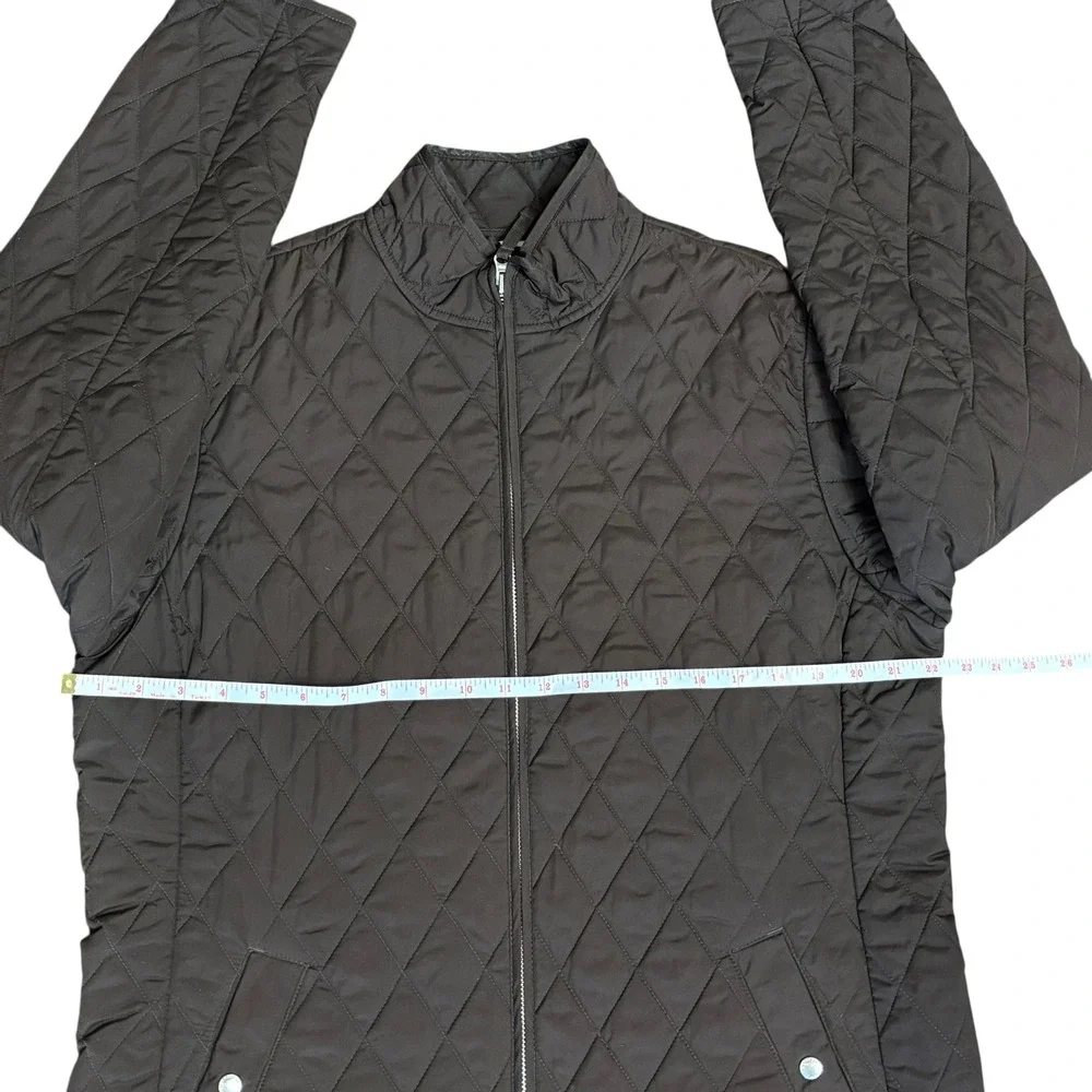 Lands End Quilted Chore Coat. Full Zipper. Snap‎ Pockets. Sz L (14-16) Brown